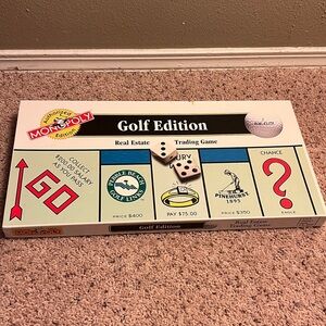 Golf Edition Monopoly Board Game 1996 edition Pebble Beach, Pinehurst